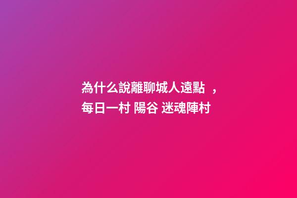 為什么說離聊城人遠點，每日一村 陽谷 迷魂陣村